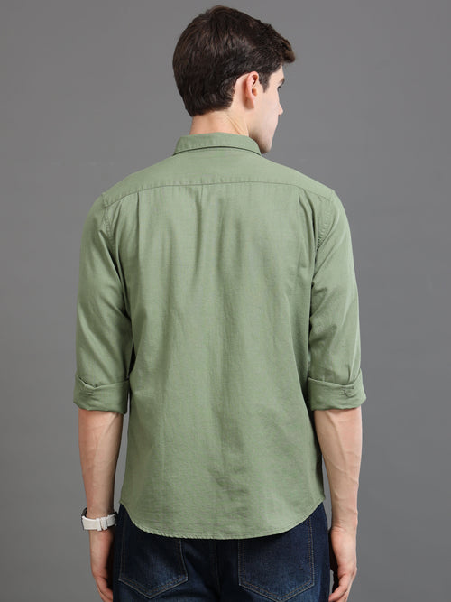Men Smart Cotton Linen Slim Fit Shirt