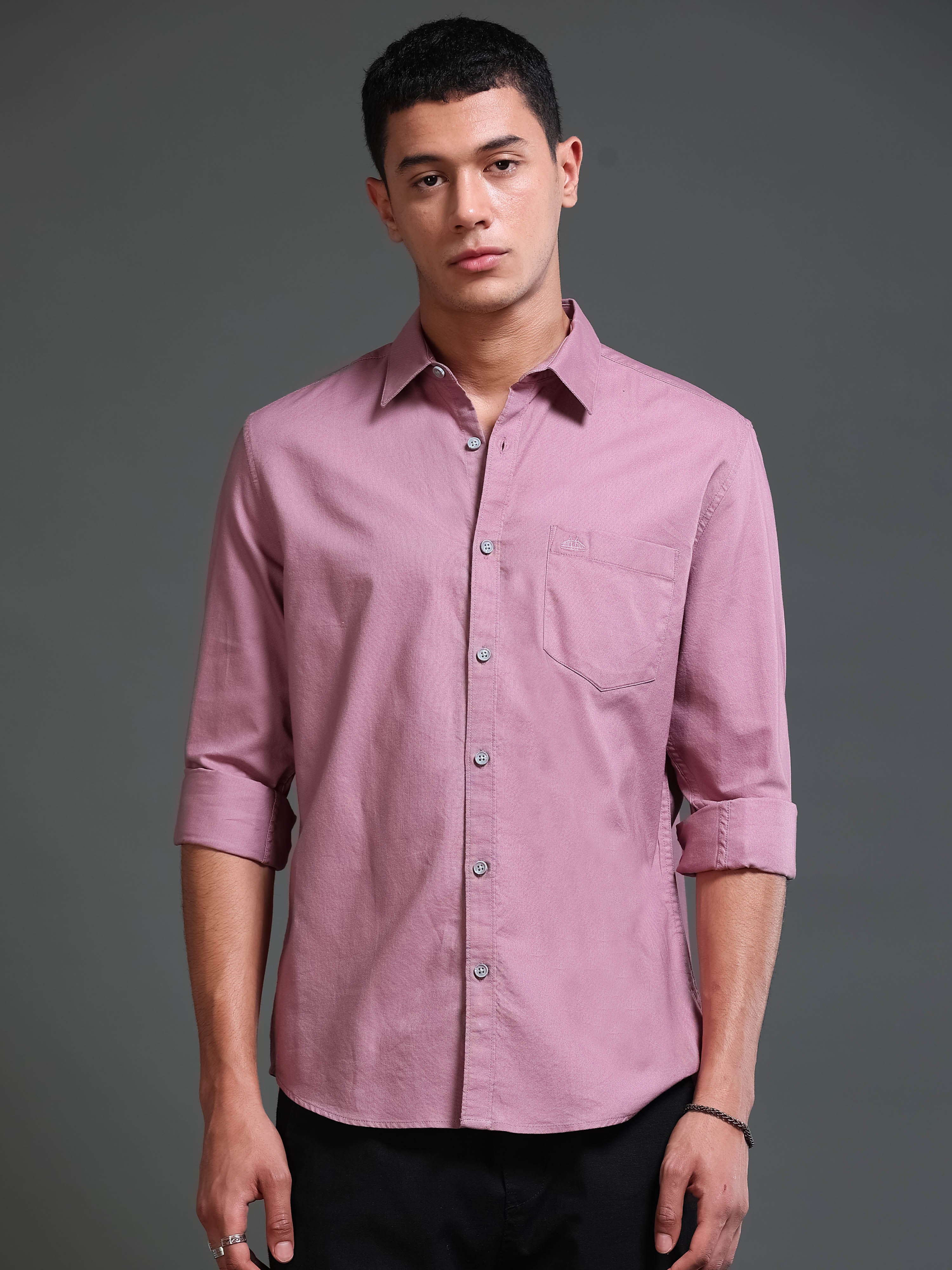 Men Premium Mauve Oxford Solid