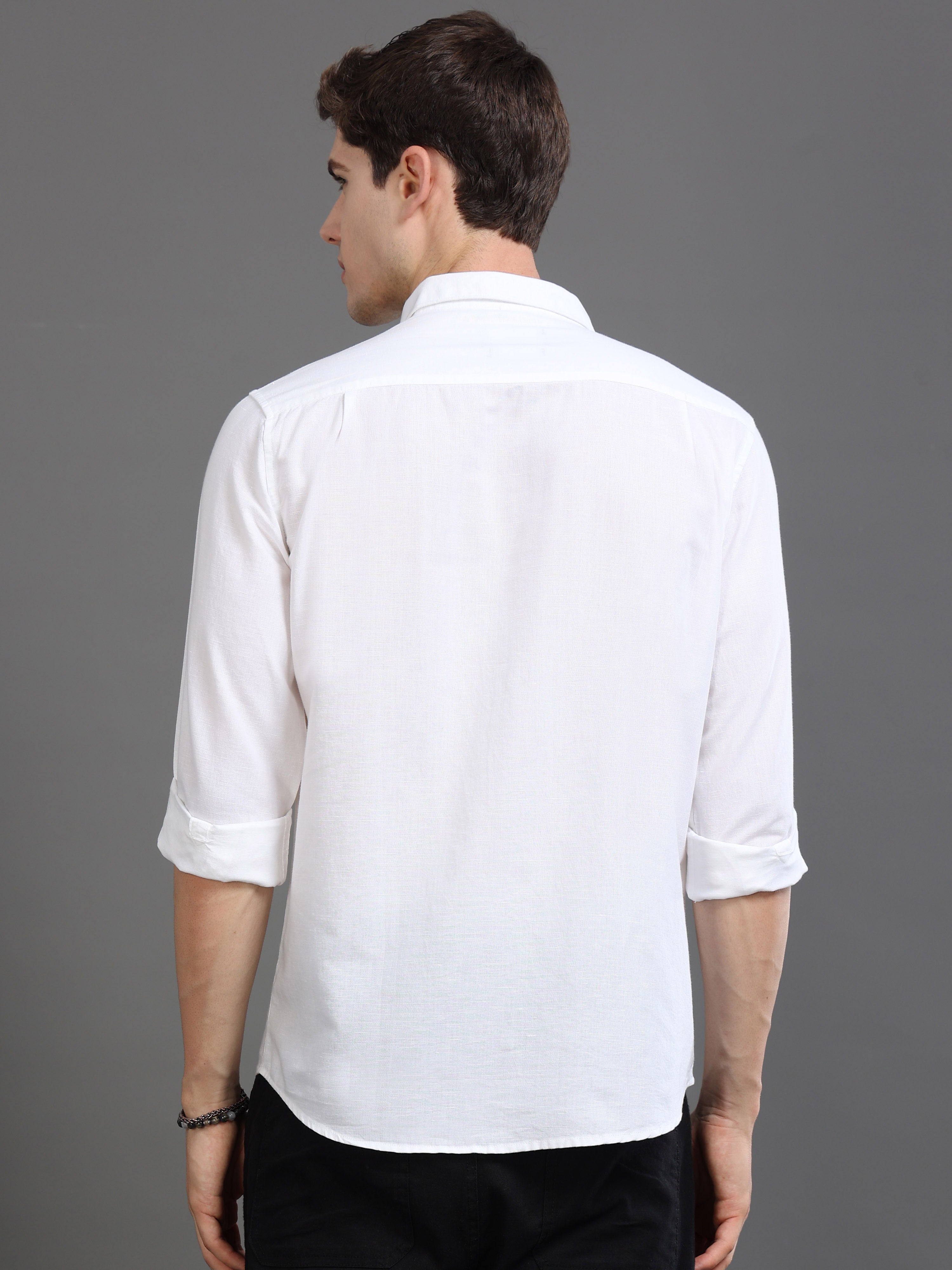 Men Smart Cotton Linen Slim Fit Shirt