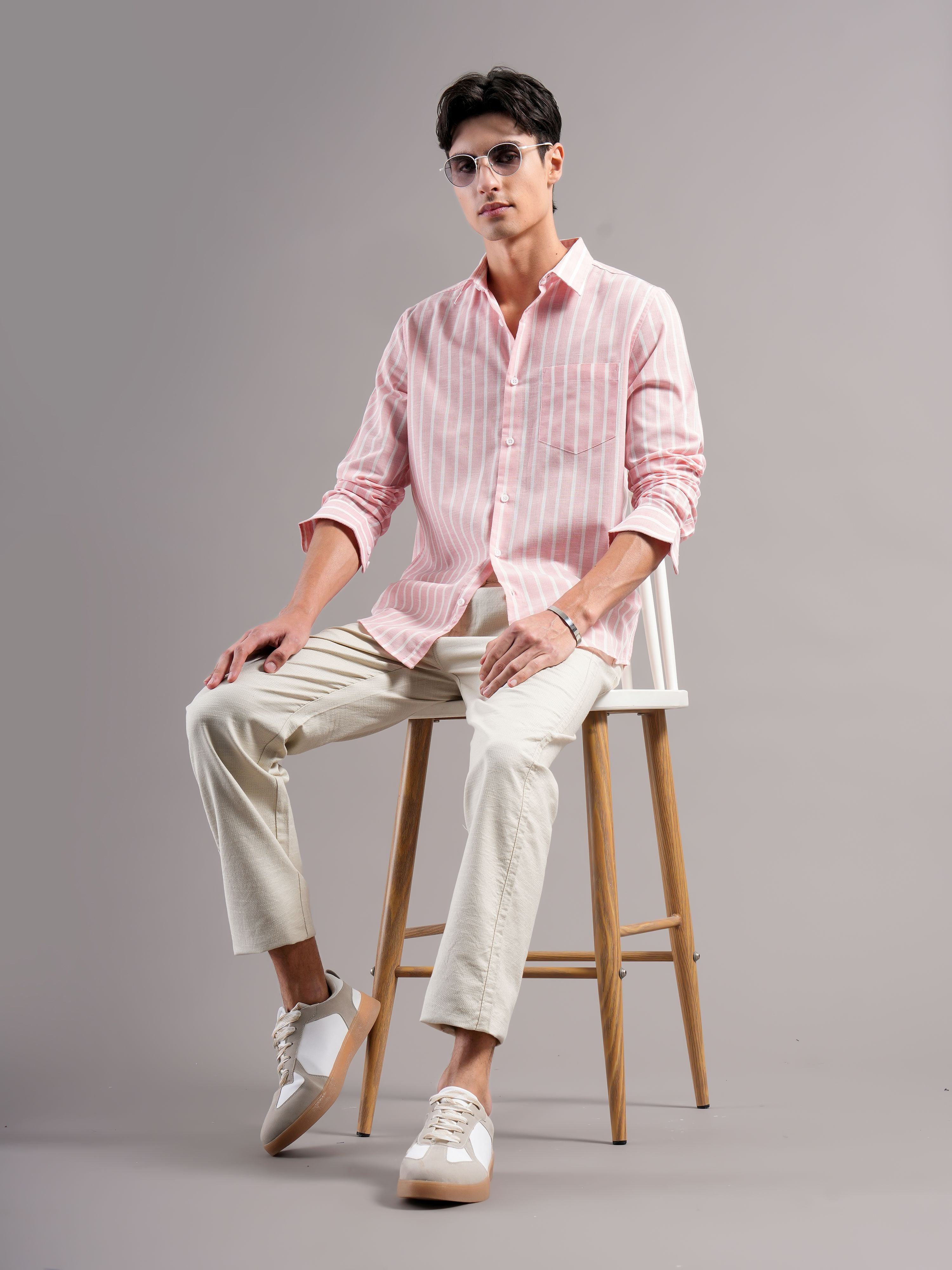 Men Smart Slim Fit Striped Casual Shirt