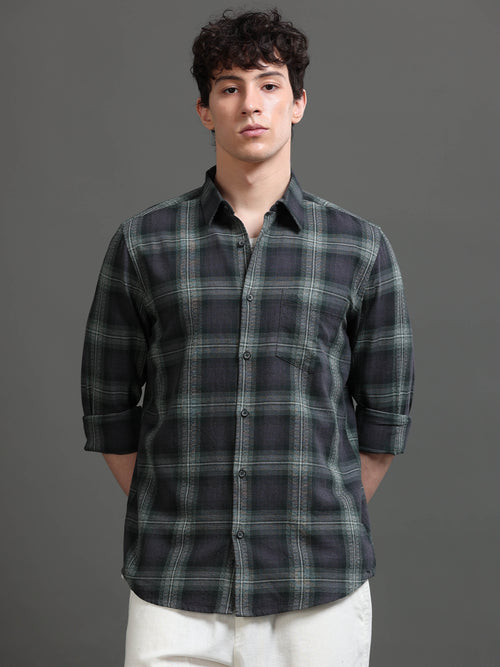 Men Smart Slim Fit Tartan Checks Checked Casual Shirt