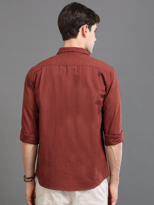 Men Smart Cotton Linen Slim Fit Shirt