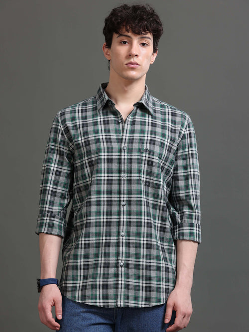 Men Smart Slim Fit Tartan Checks Checked Casual Shirt
