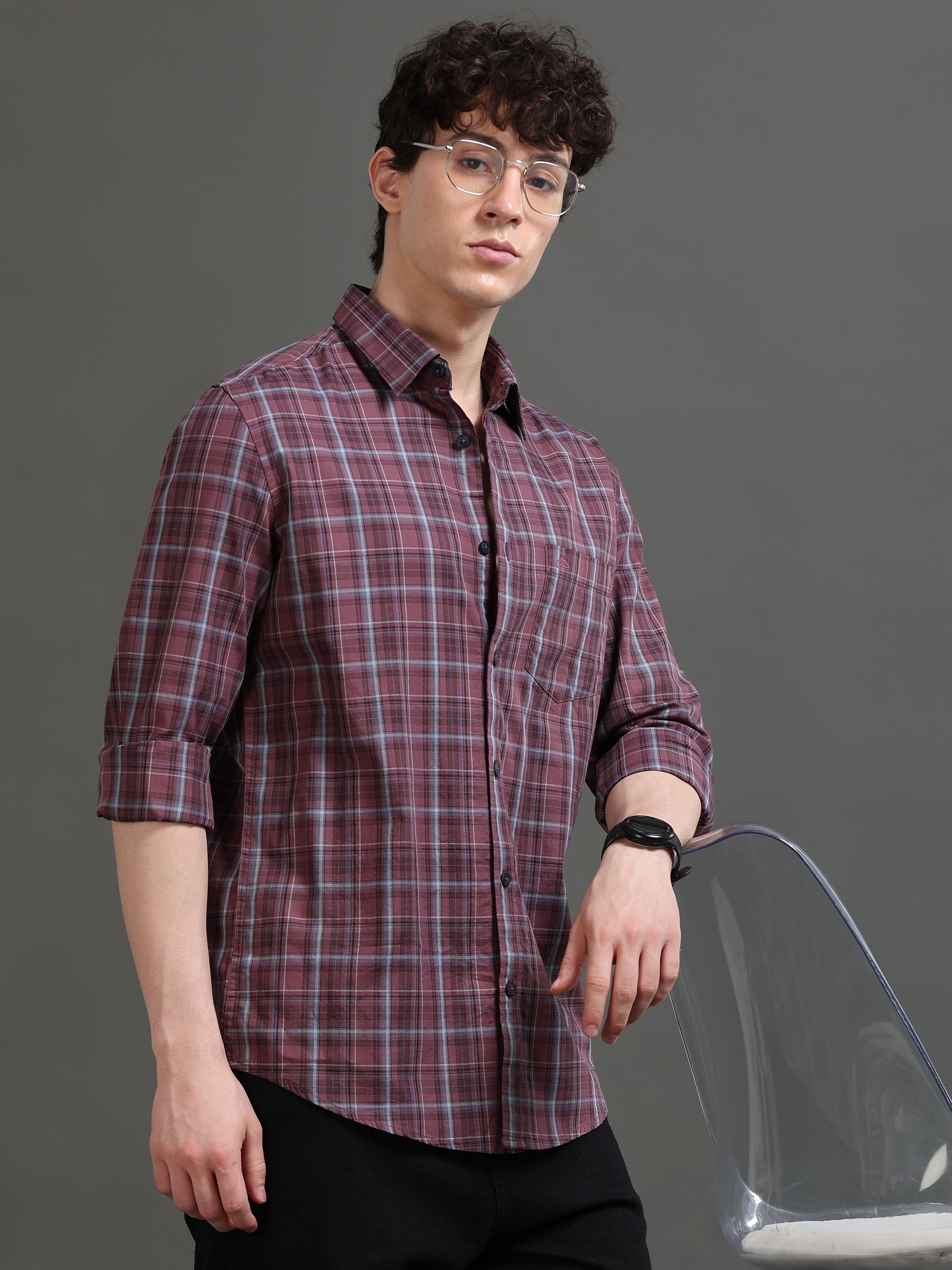 Men Smart Slim Fit Tartan Checks Checked Casual Shirt