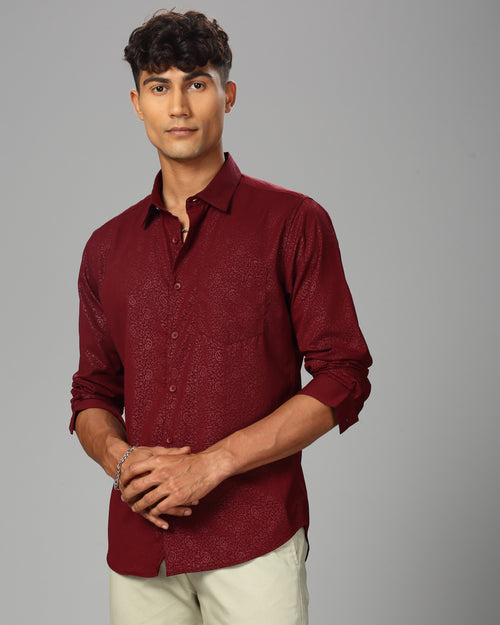 Men Classic Slim Fit Ethnic Motifs Printed Satin Casual Shirt