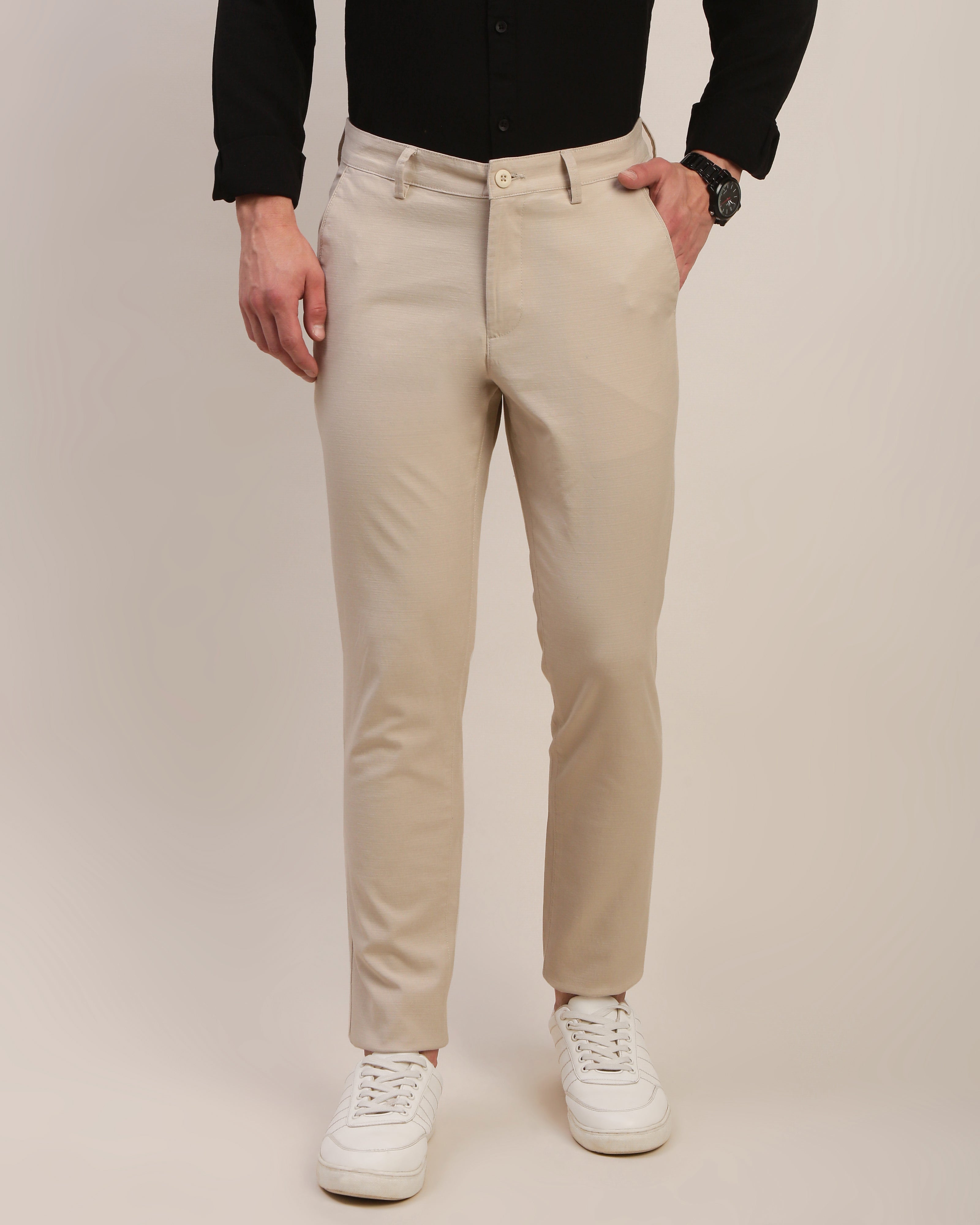 Men Comfort Slim Fit Low-Rise Chinos