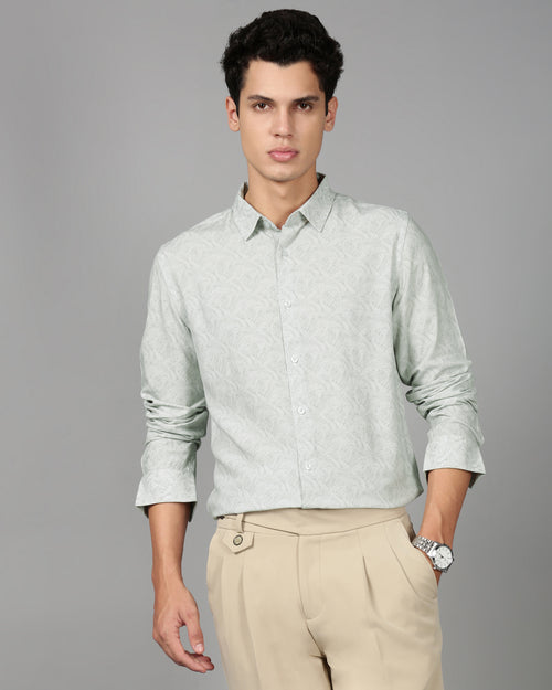 Men Smart Slim Fit Tropical Printed Cotton Casual Shirt