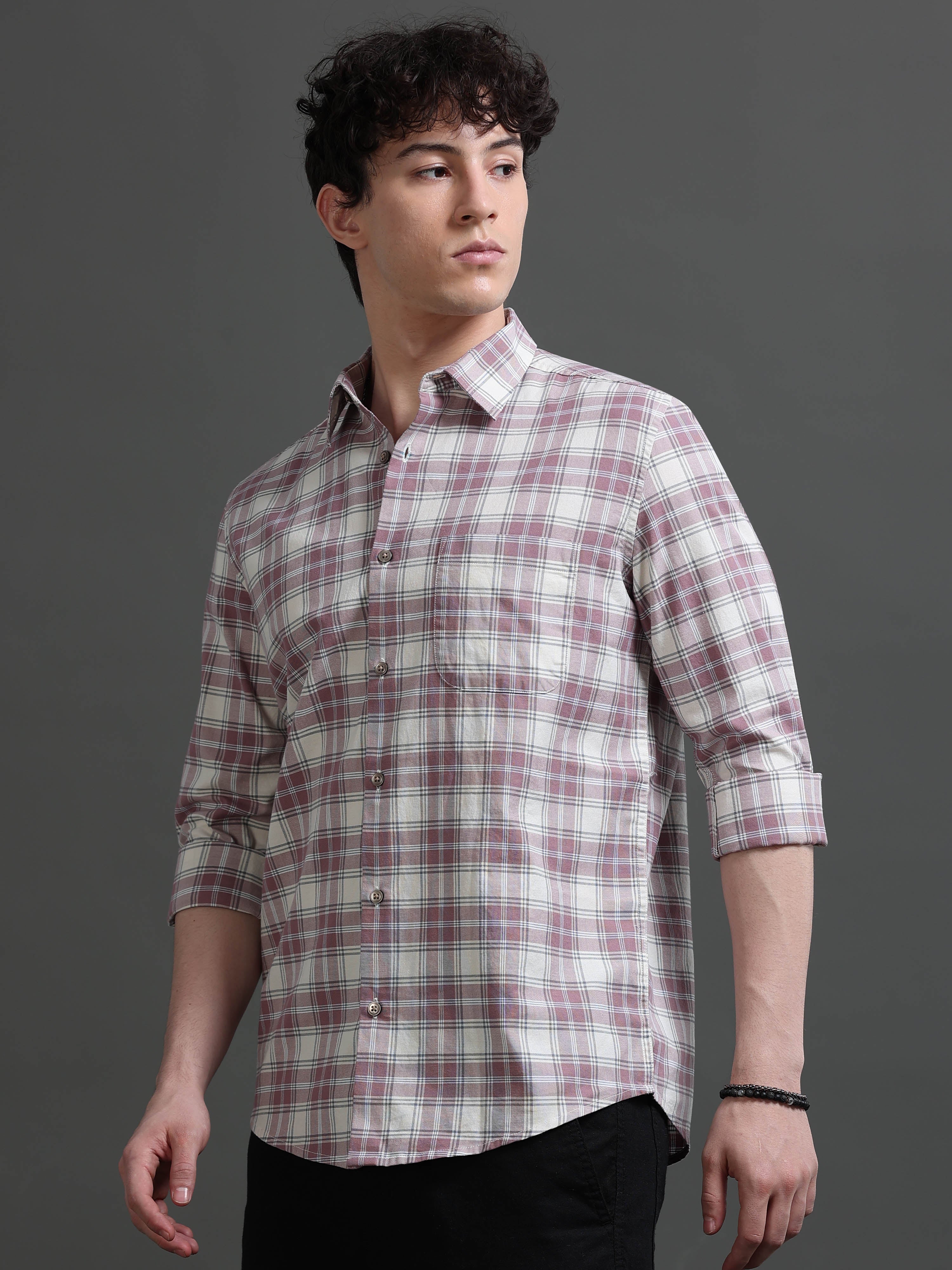 Men Smart Slim Fit Checked Casual Shirt