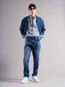 Men Smart Slim Fit Mid-Rise Light Fade Jeans