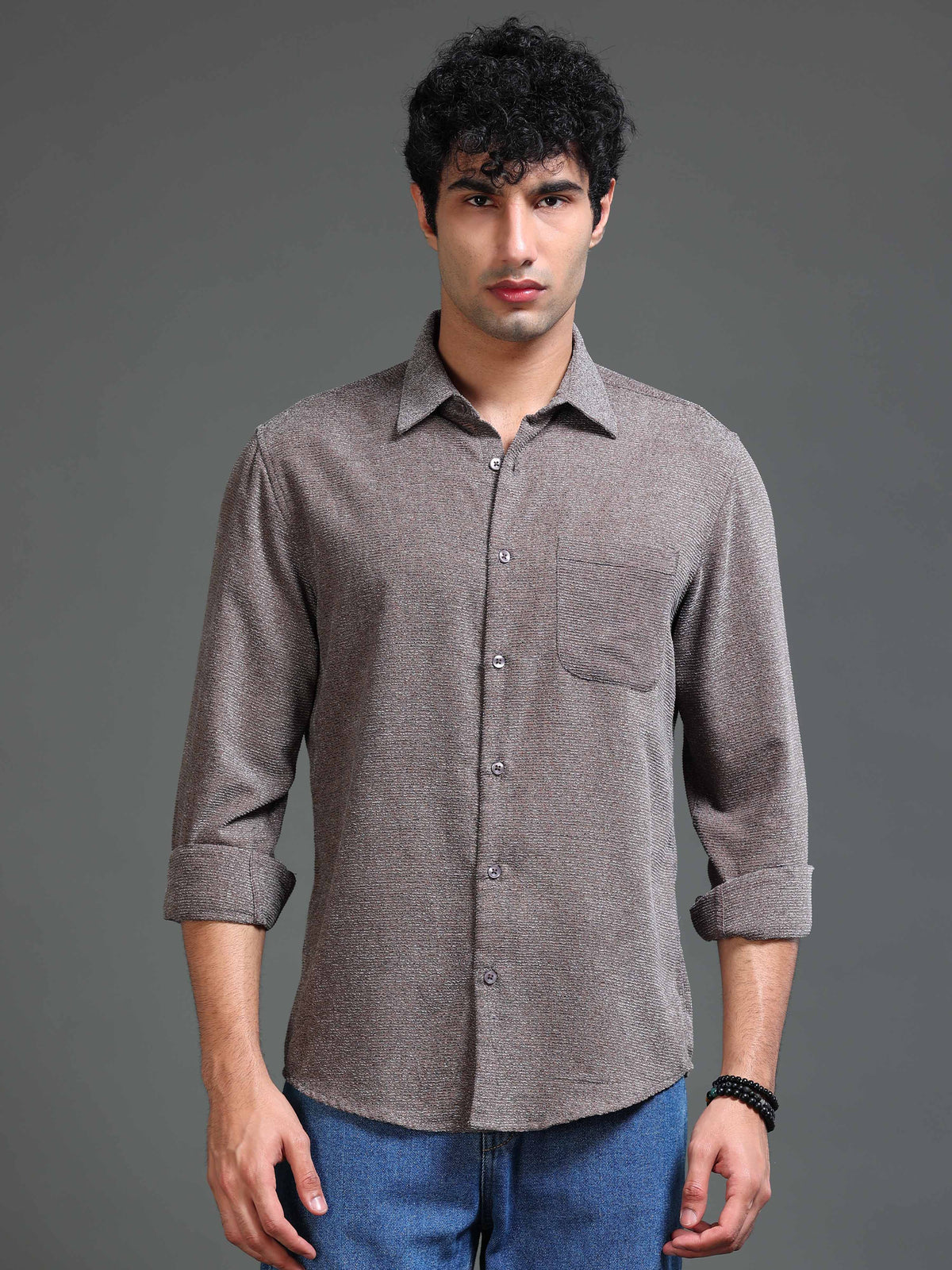 Men's Textured Solid Shirt