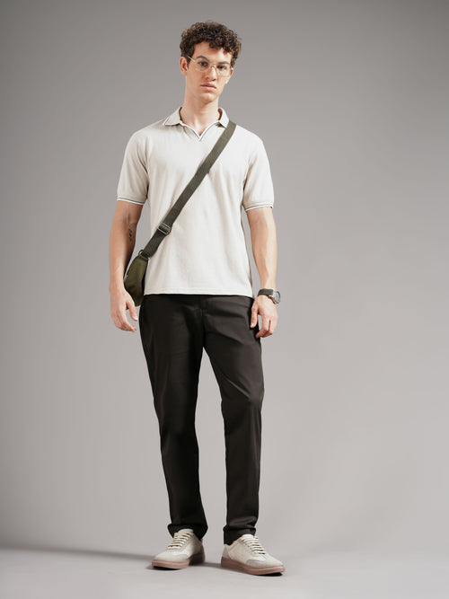 Men Tailored Low-Rise Chinos Trousers