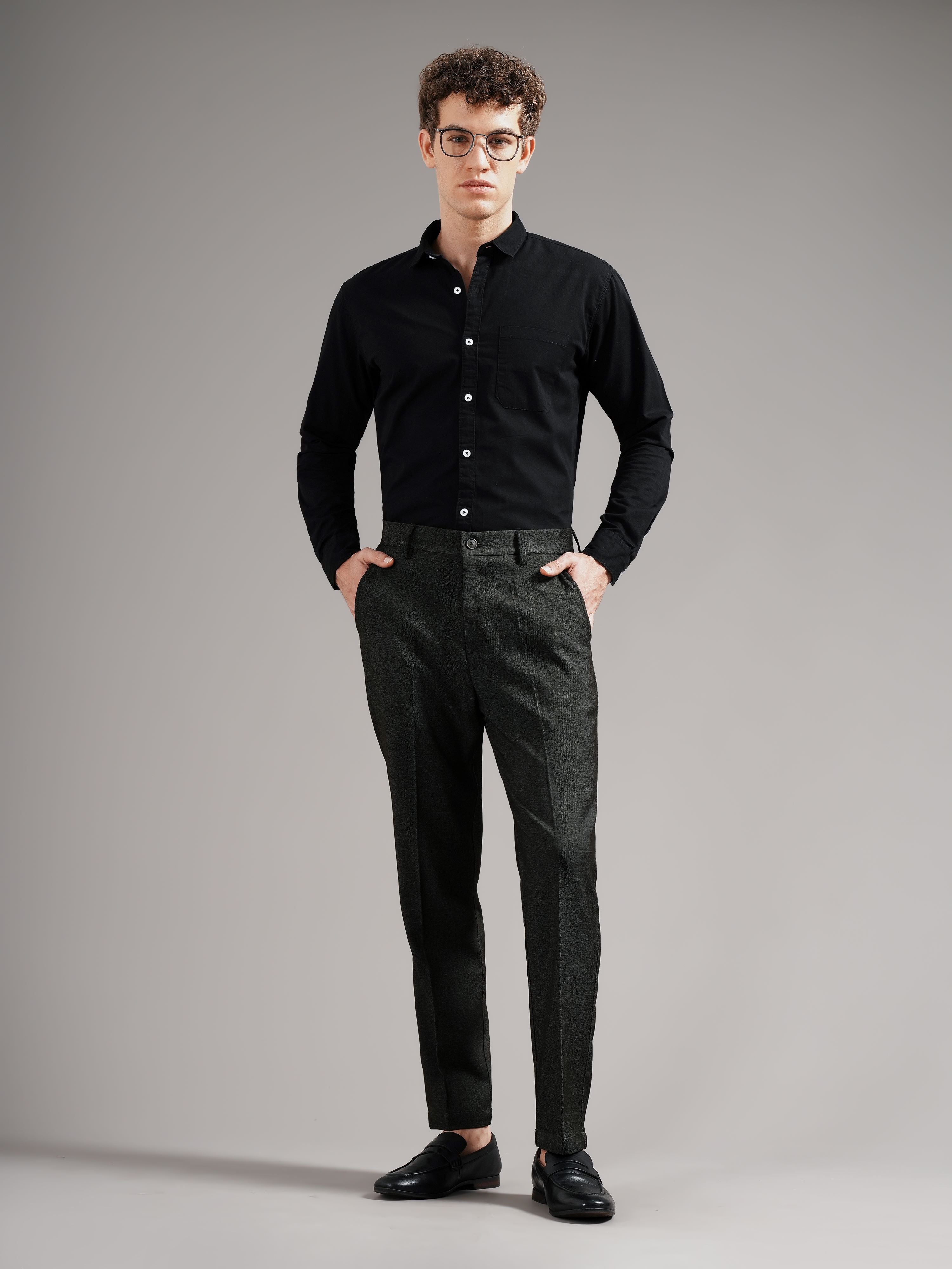 Men Tailored Straight Fit Low-Rise Trousers
