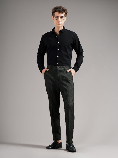 Men Tailored Straight Fit Low-Rise Trousers