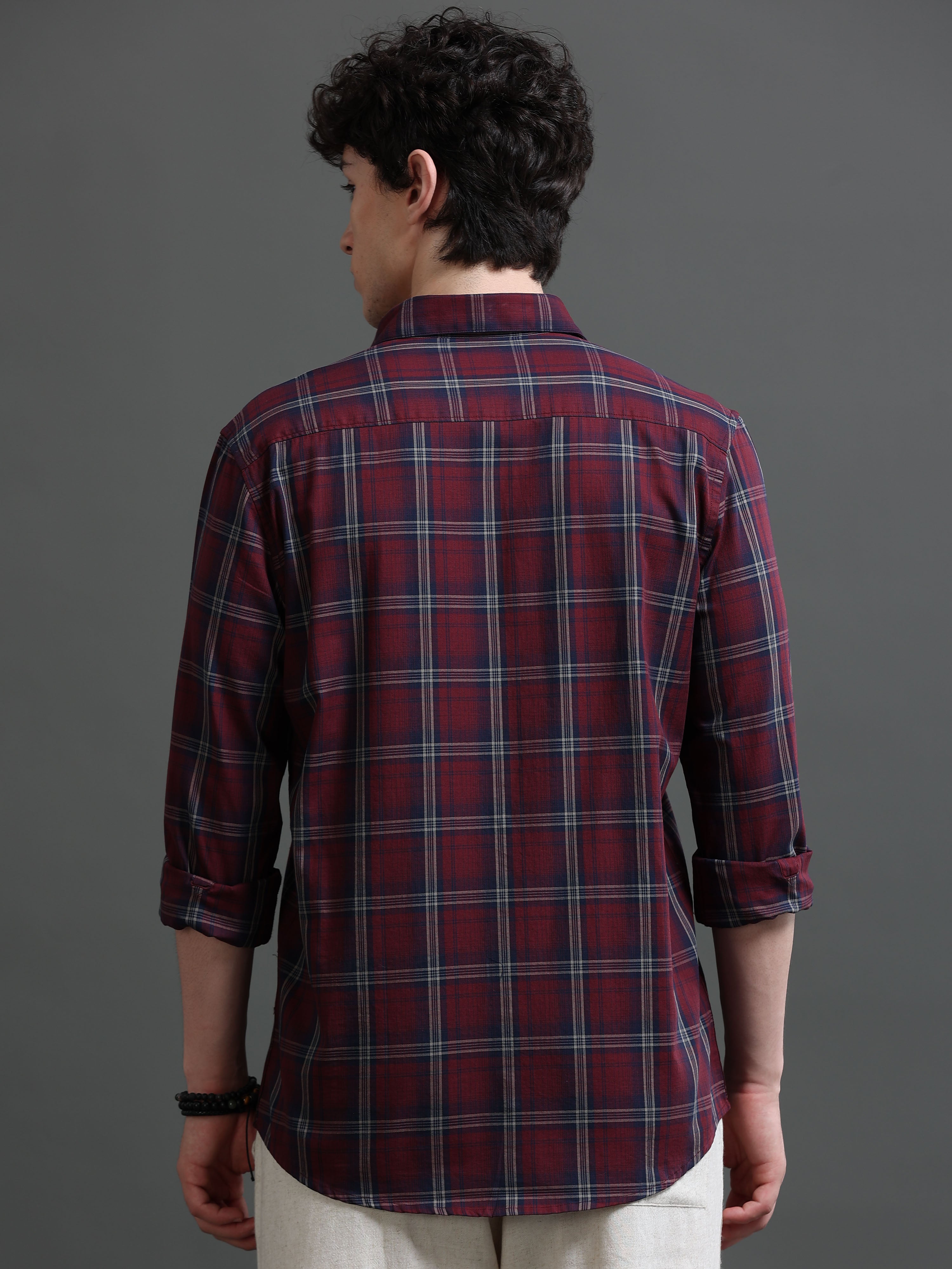 Men Smart Slim Fit Tartan Checks Checked Casual Shirt