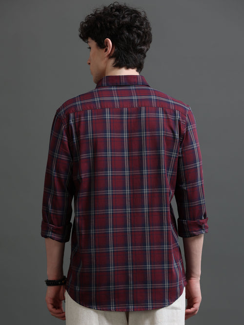 Men Smart Slim Fit Tartan Checks Checked Casual Shirt
