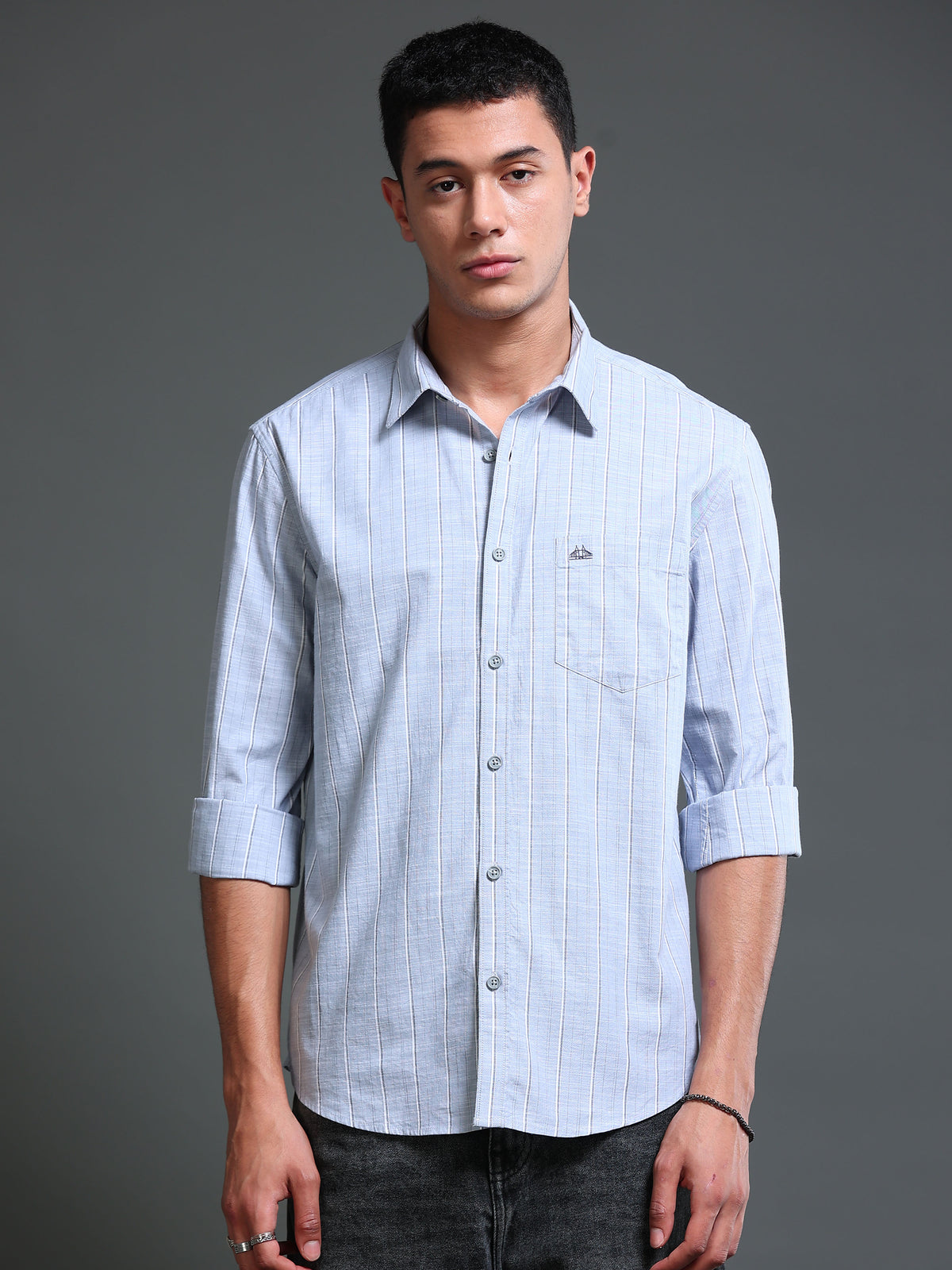 Men's Oxford Stripes Blue Shirt