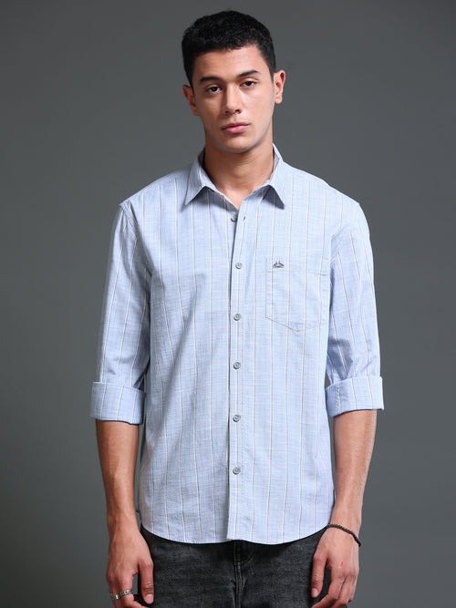 Men's Oxford Stripes Blue Shirt