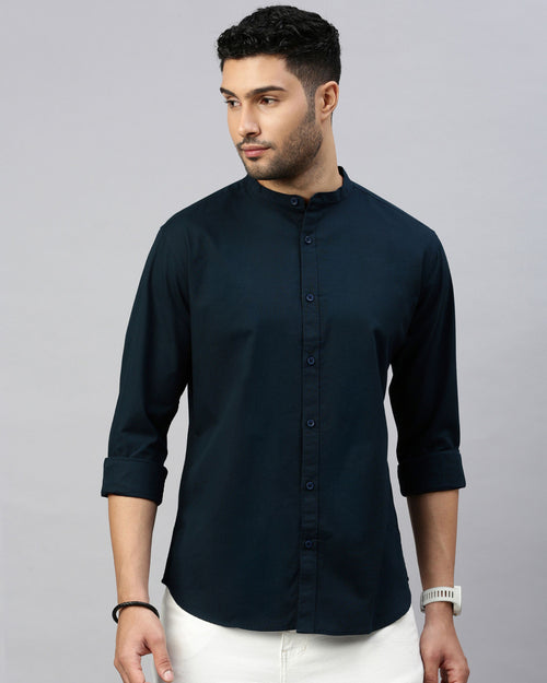 MEN'S SOLID SHIRT WITH MANDARIN COLLAR