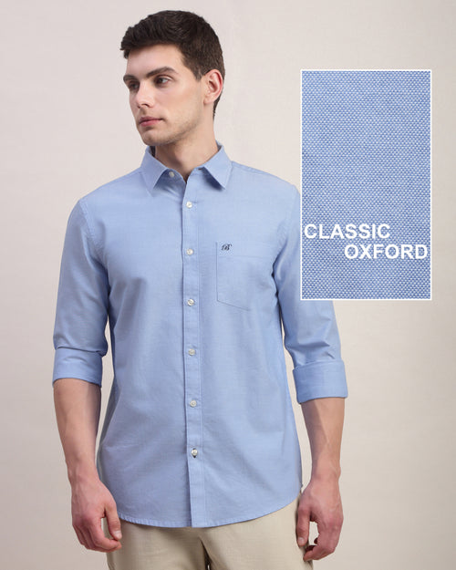 Men Slim Fit Oxford Cotton Casual Shirt
