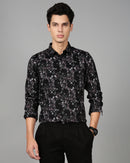 Smart Slim Fit Floral Printed Spread Collar Cotton Casual Shirt