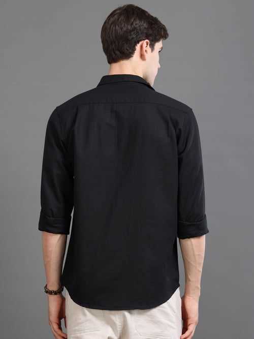 Men Smart Cotton Linen Slim Fit Shirt