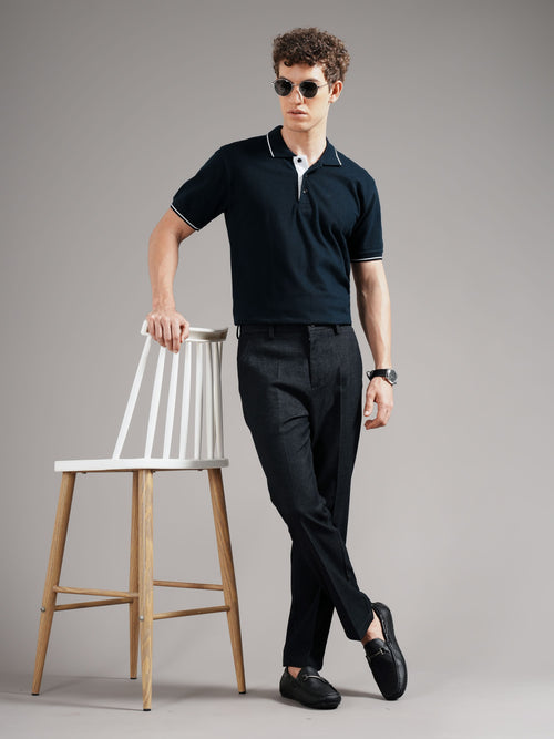 Men Tailored Straight Fit Low-Rise Trousers