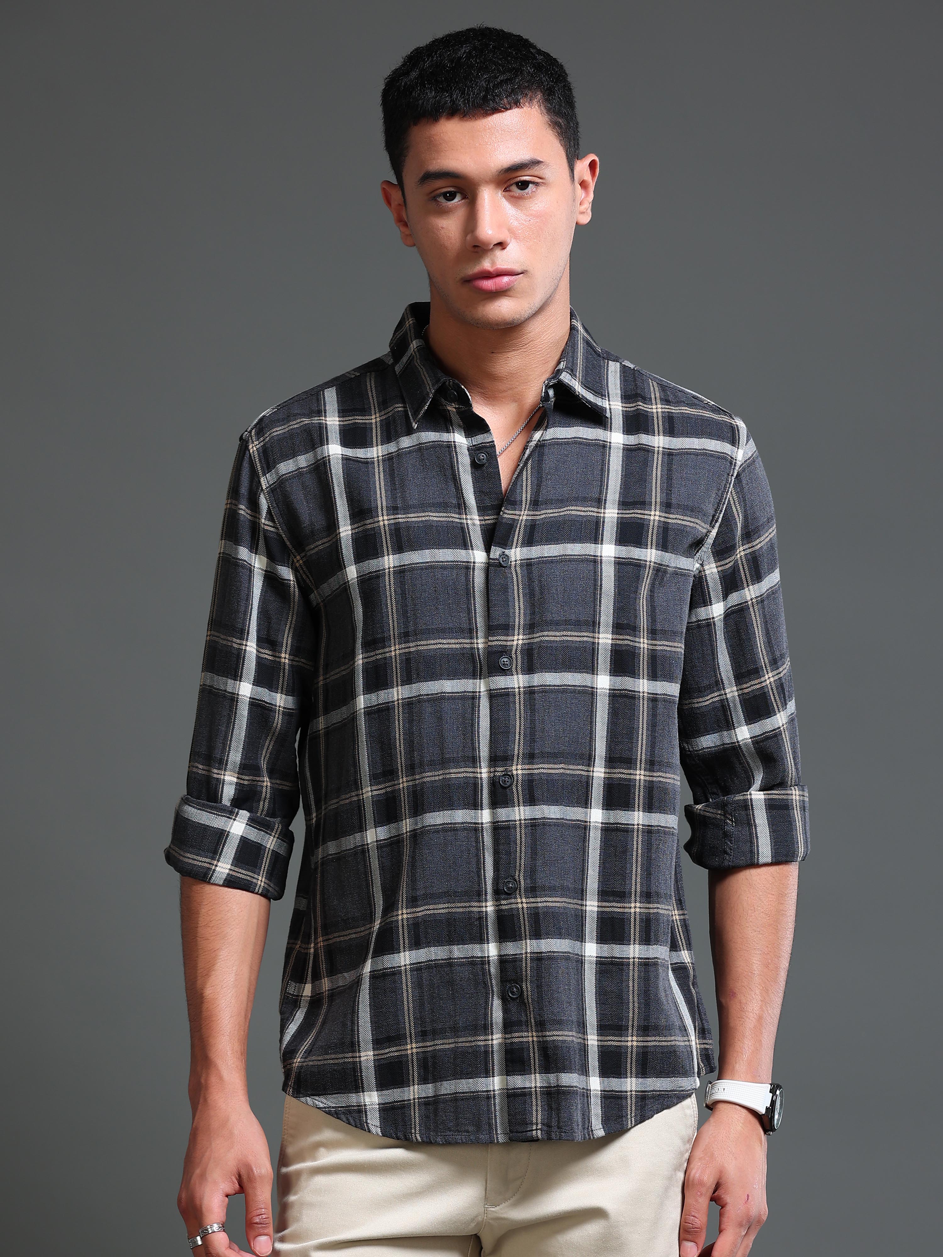 Men's Black Checks Shirt