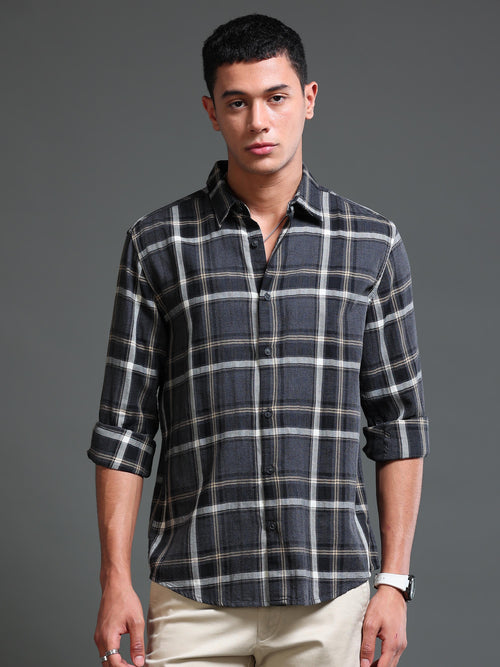 Men's Black Checks Shirt