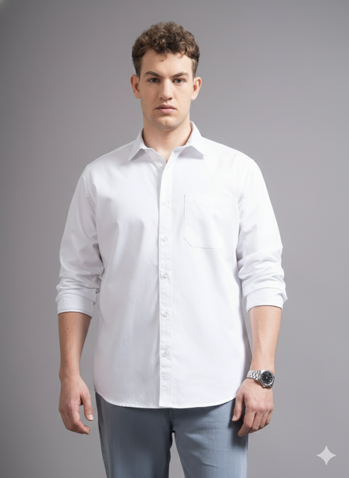 Men's Plus Size Twill Solid Shirt