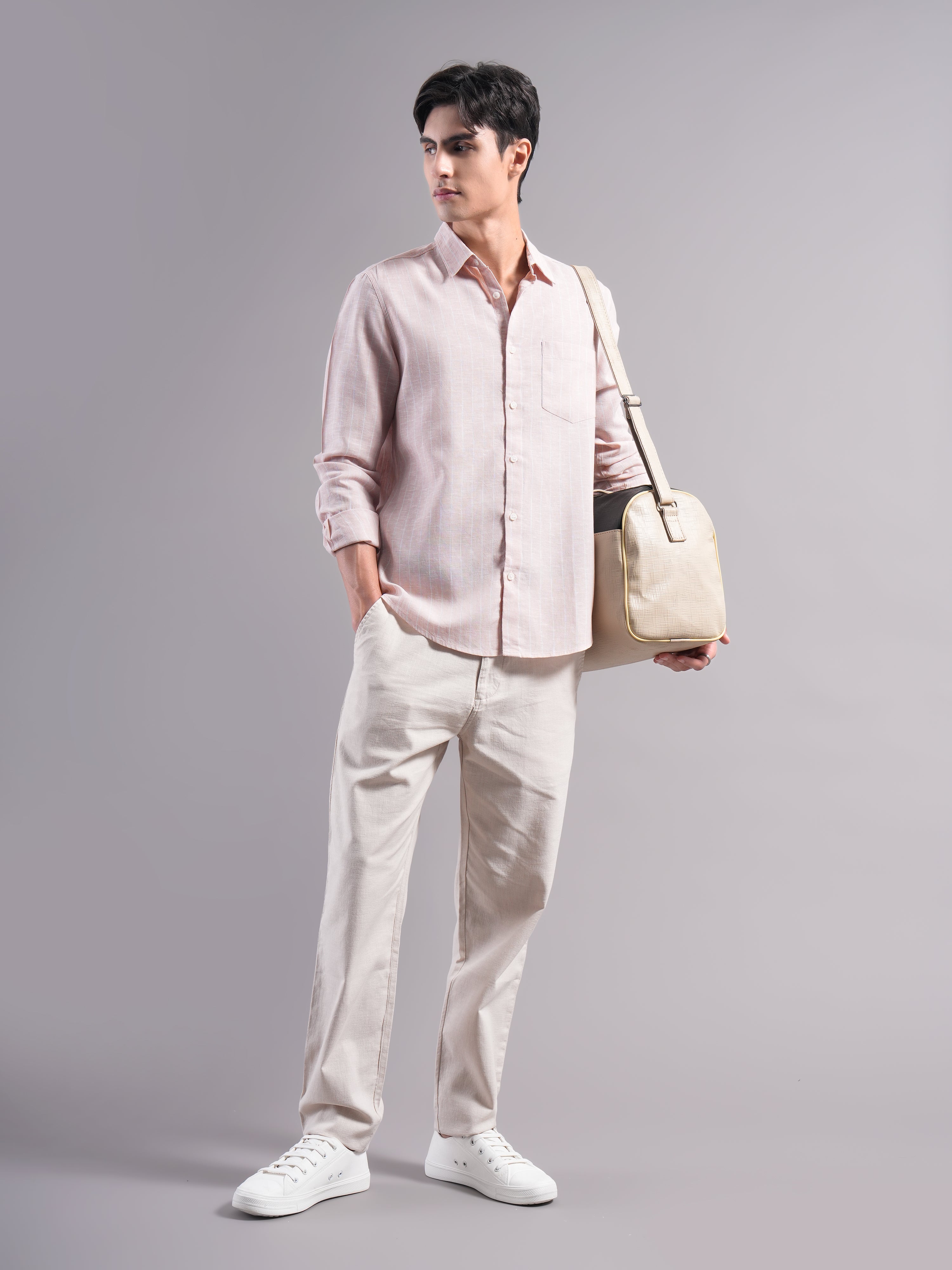Men Smart Slim Fit Striped Casual Shirt