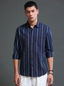 Men's Oxford Stripes Navy Shirt