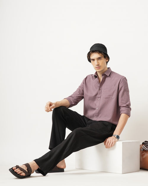 MEN'S SELF DESIGN REGULAR FIT SHIRT