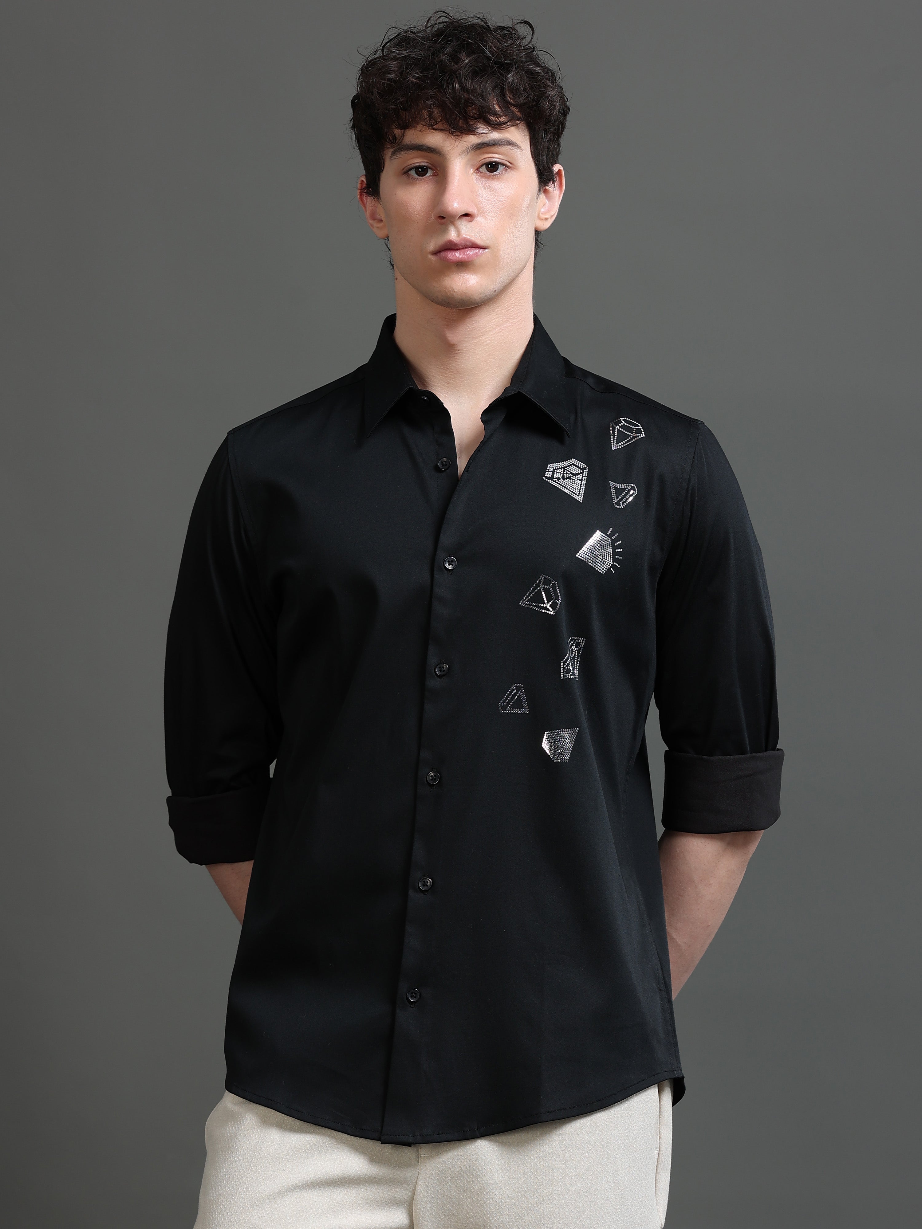 Men Smart Slim Fit Printed Party Shirt