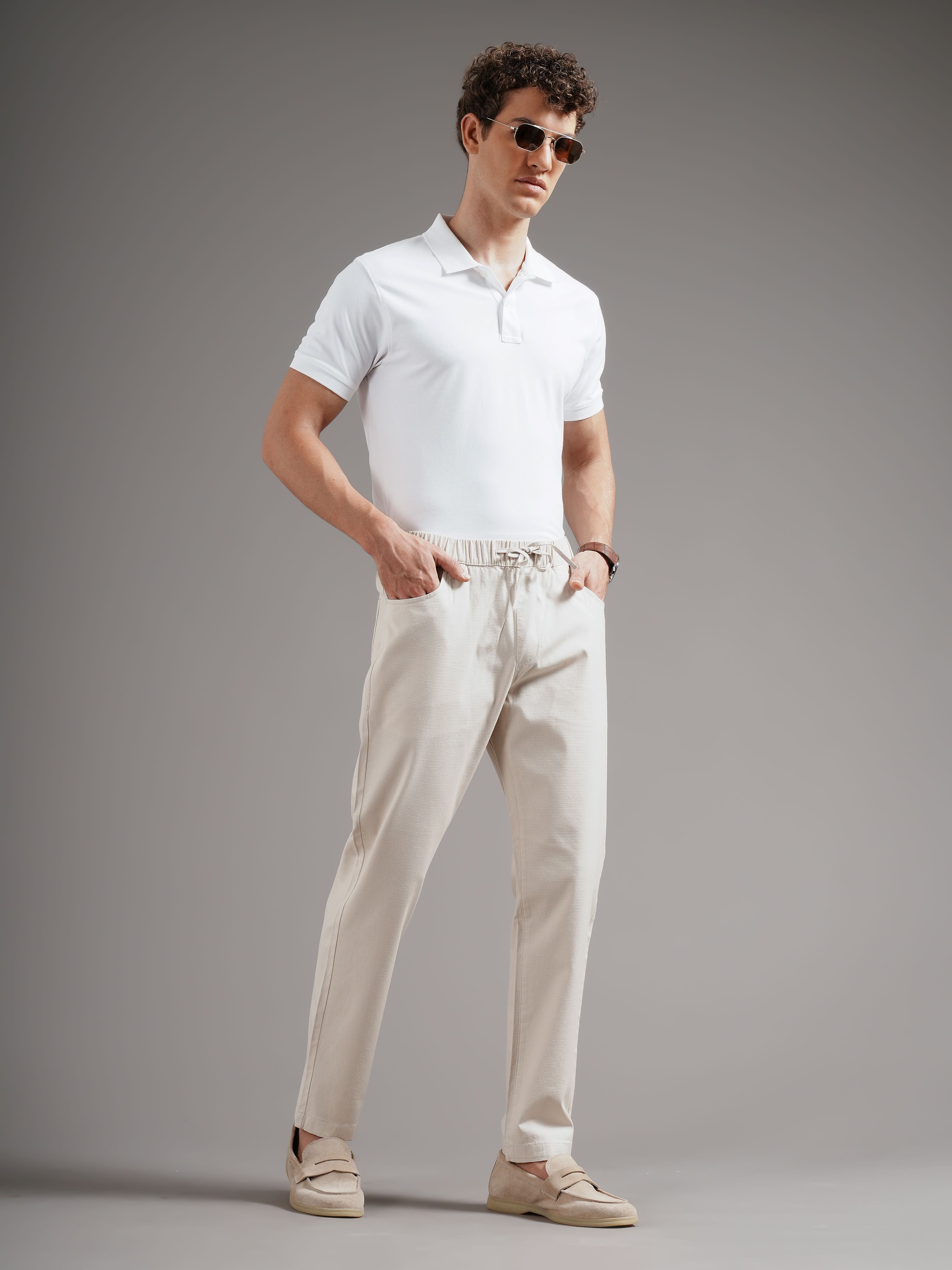 Men Tailored Low-Rise Trousers