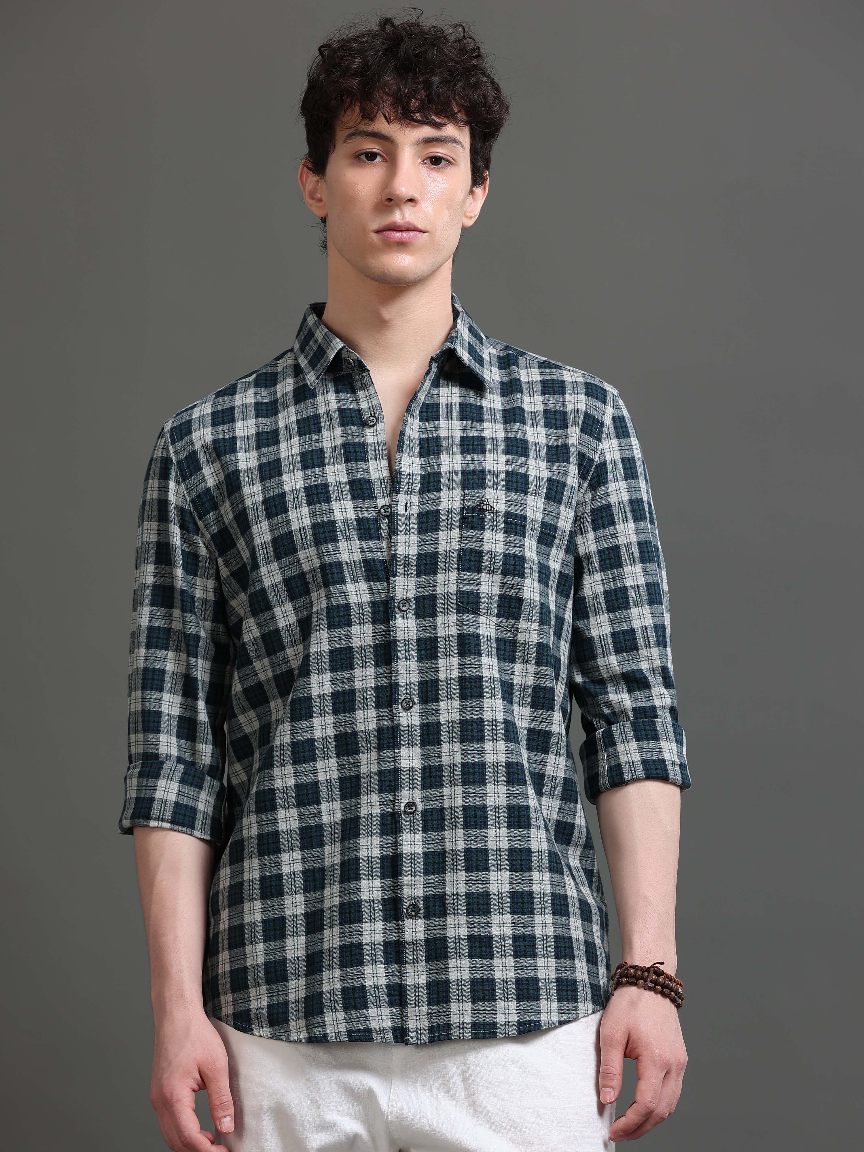 Men Smart Slim Fit Tartan Checks Checked Casual Shirt