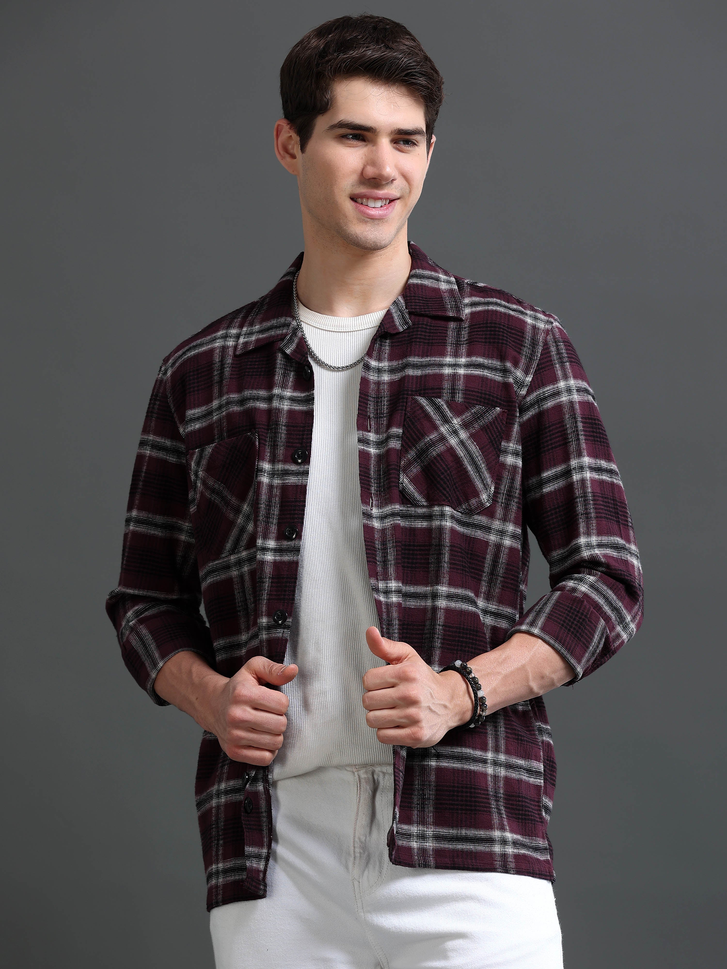 Men's Flannel Checked Slim Fit Shirt