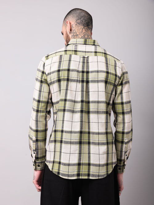 Cotton Linen Checks Casual Shirt