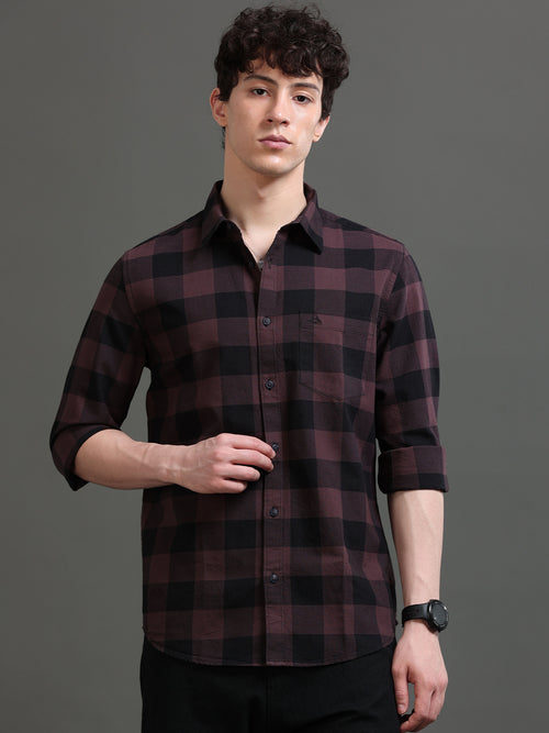 Men Smart Slim Fit Buffalo Checks Checked Casual Shirt