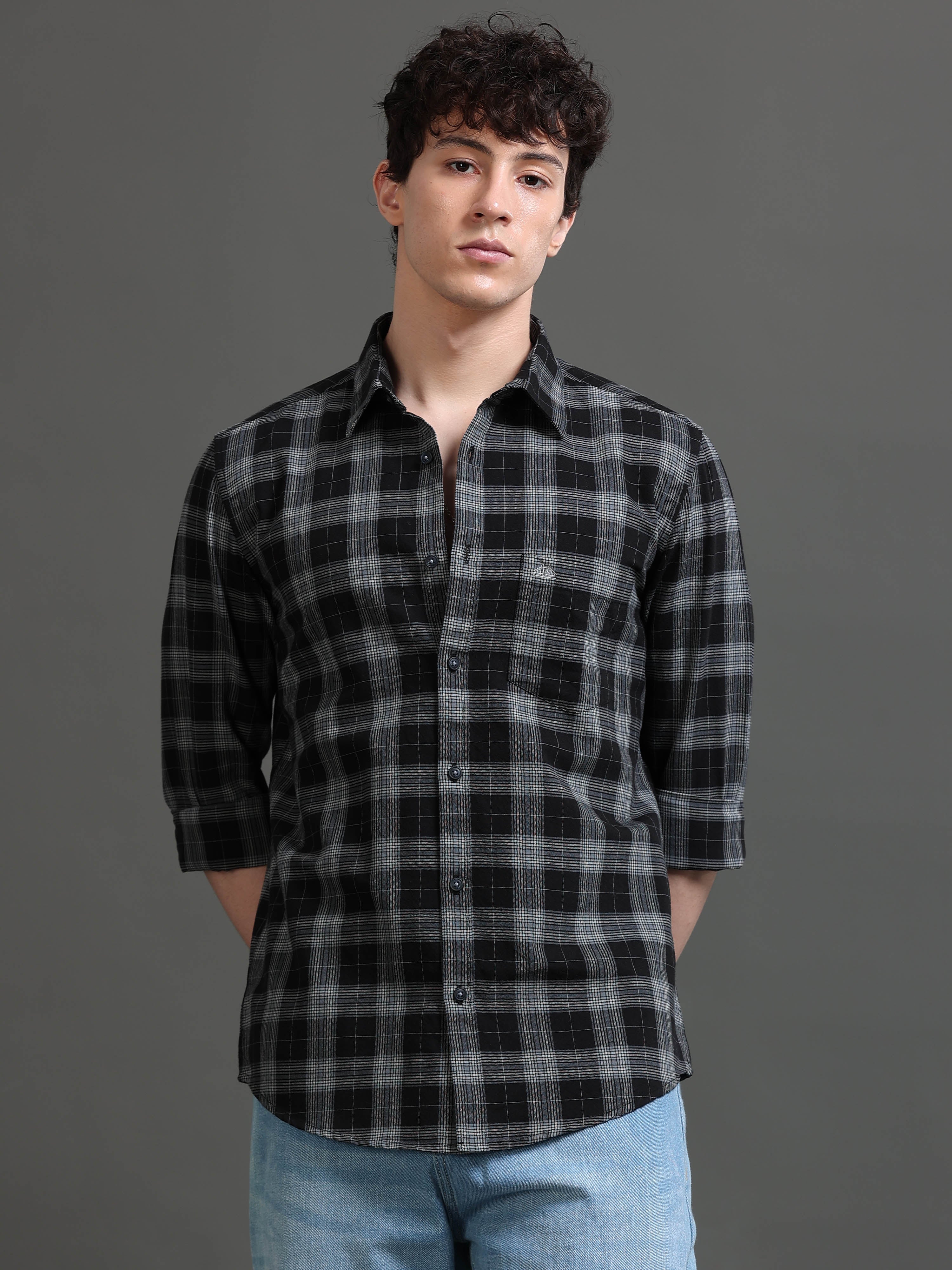 Men Smart Slim Fit Tartan Checks Checked Casual Shirt