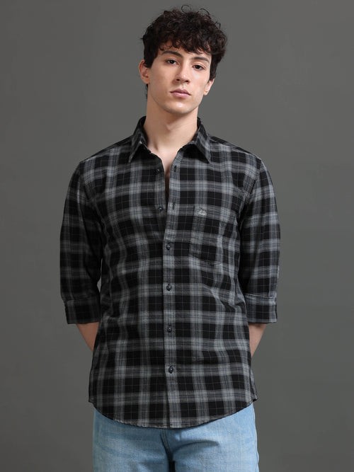 Men Smart Slim Fit Tartan Checks Checked Casual Shirt