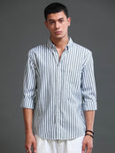 Men Stripes Green Shirts