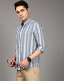 Men Comfort Fit Vertical Striped Casual Shirt