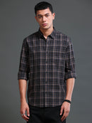 Men's Melange Twill BrownChecks Shirts