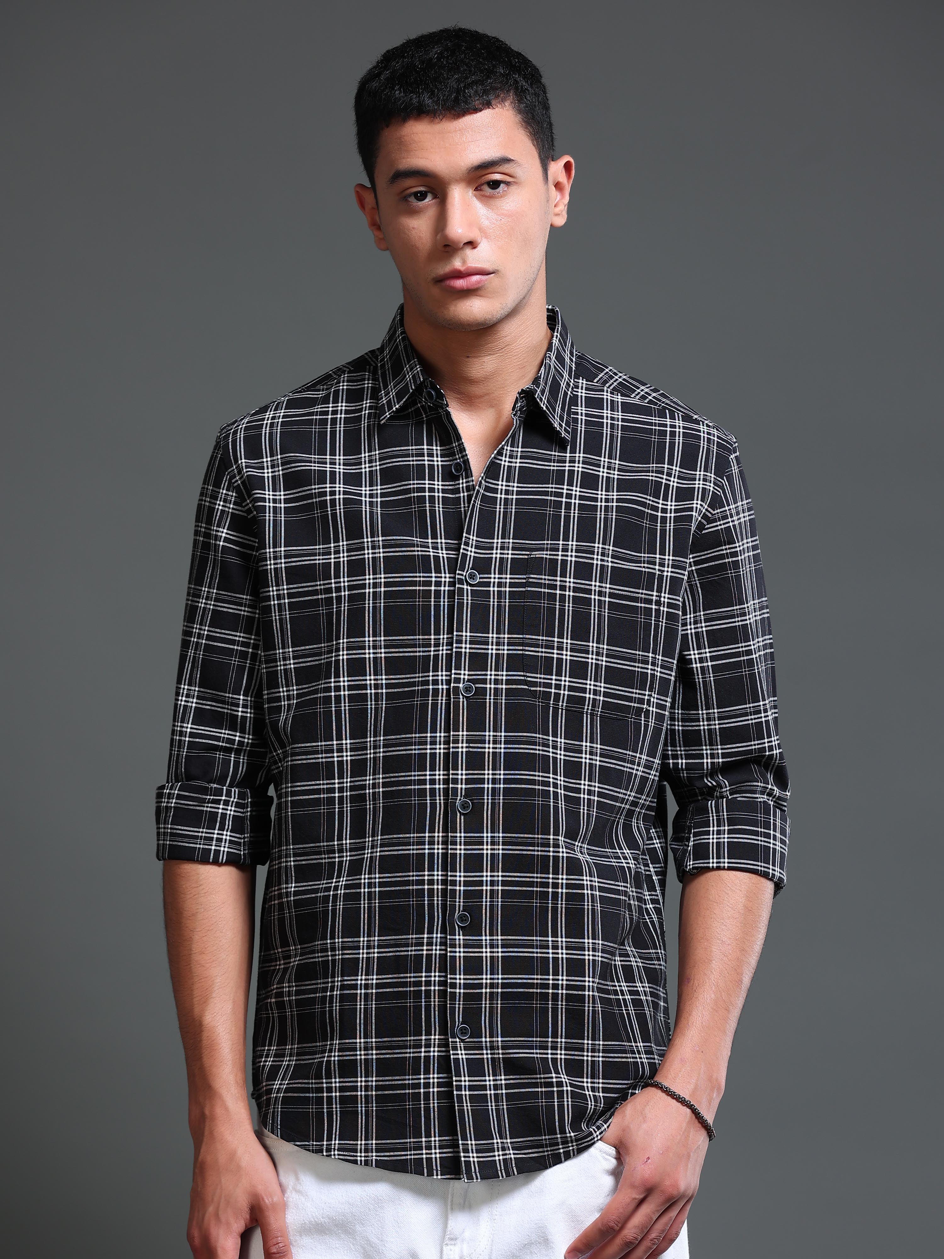 Men's Premium Oxford Black Checks Shirt