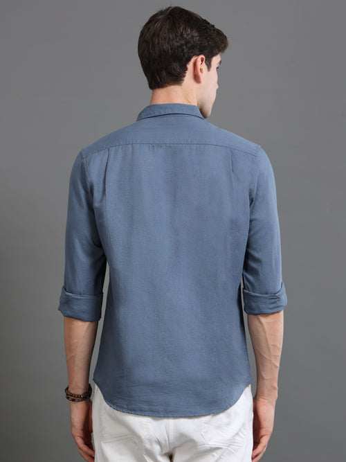 Men Smart Cotton Linen Slim Fit Shirt