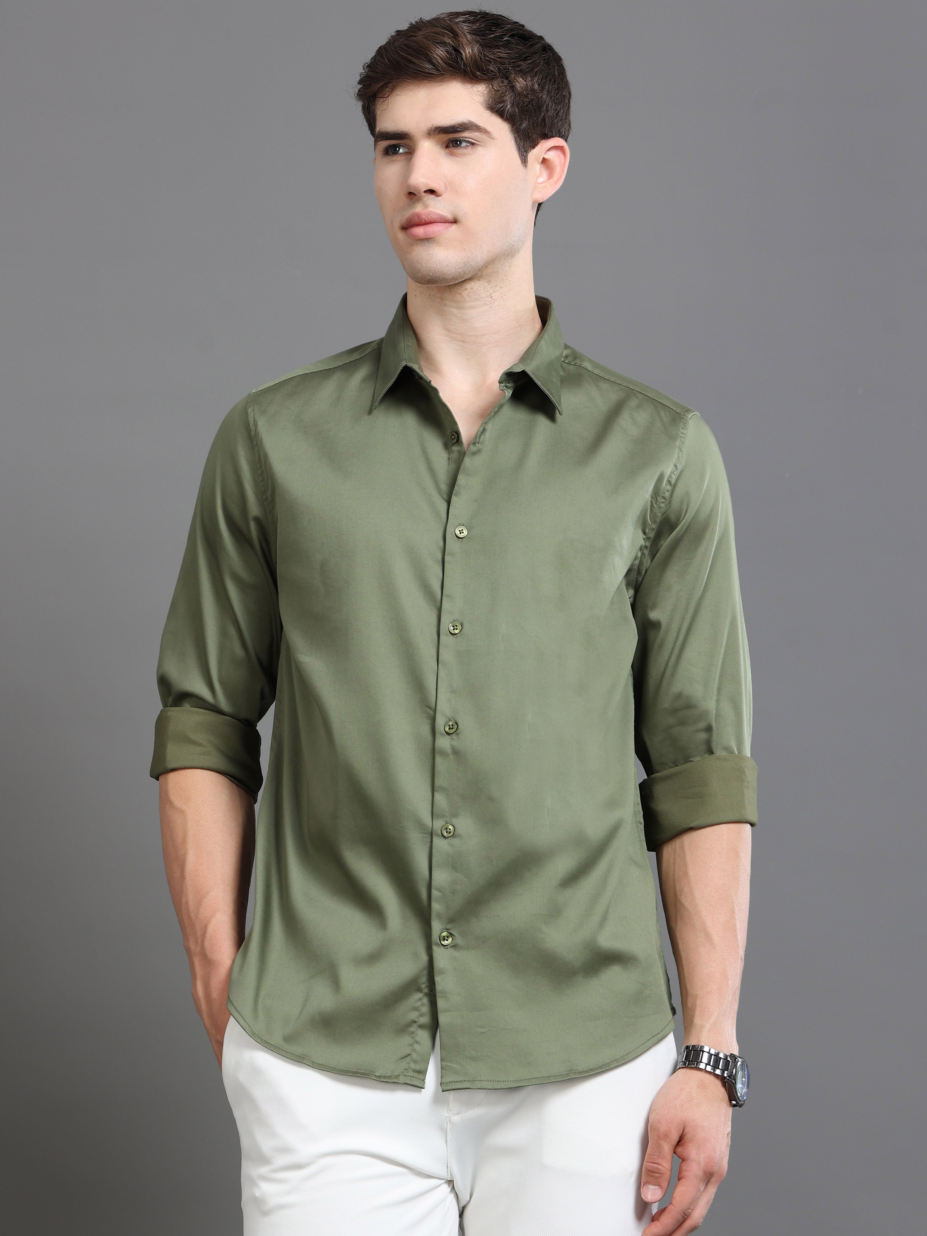 Men Satin Slim Fit Shirt