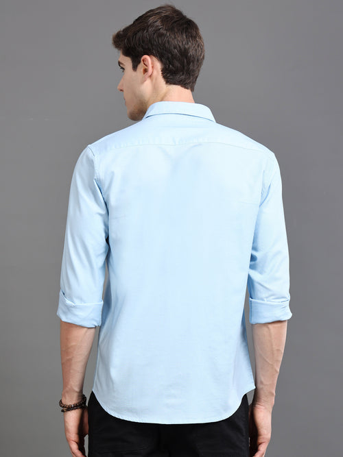 Men Oxford Embroidary Slim Fit Shirt