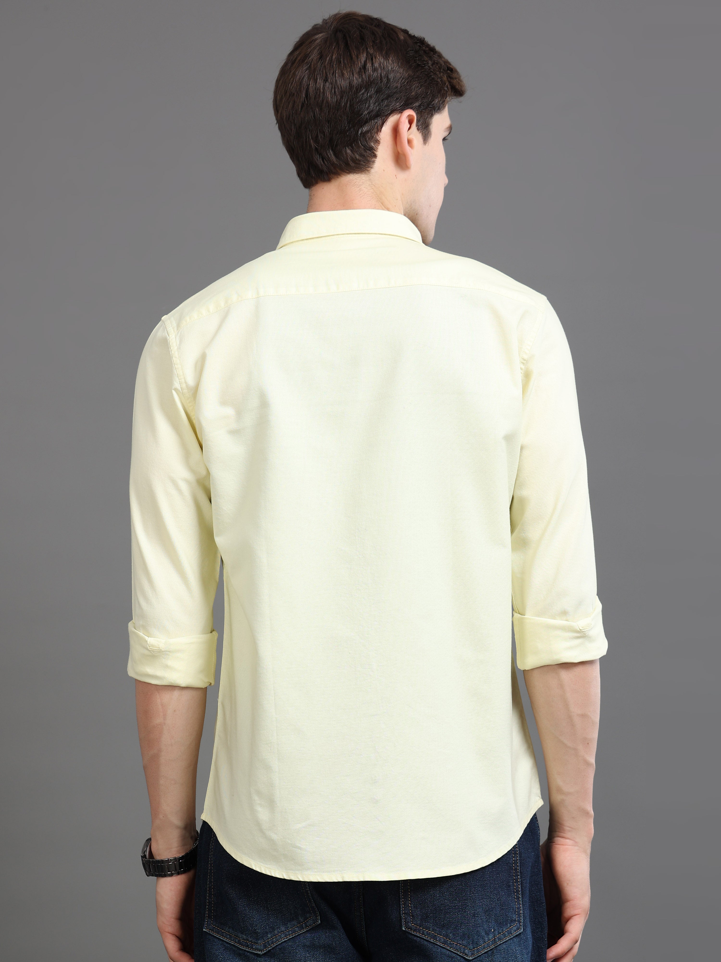 Men Oxford Embroidary Slim Fit Shirt