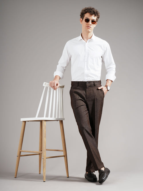 Men Tailored Straight Fit Low-Rise Trousers