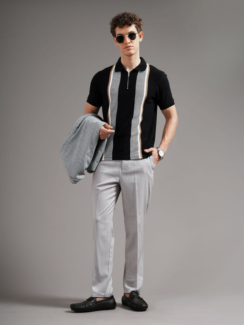 Men Tailored Straight Fit Low-Rise Trousers